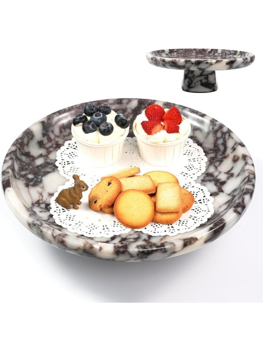 Elegant Marble Fruit Bowl - 11.8" Decorative Stone Pedestal for Kitchen & Dining